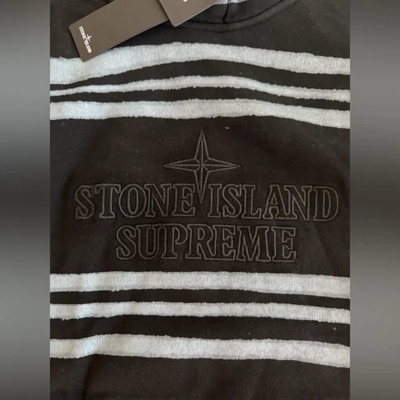 Stone Island Supreme Black and Gray Striped Sweatshirt